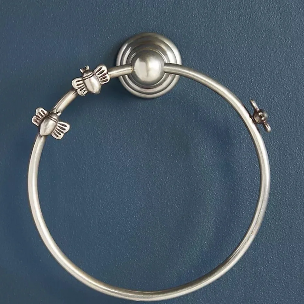 Anthropologie Hand  Towel Silver Bee Towel Ring